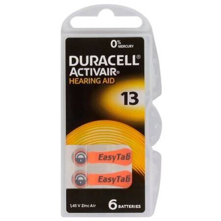 Baterie do aparatu słuchowego Duracell ActivAir 13 / PR48 - 6 sztuk 