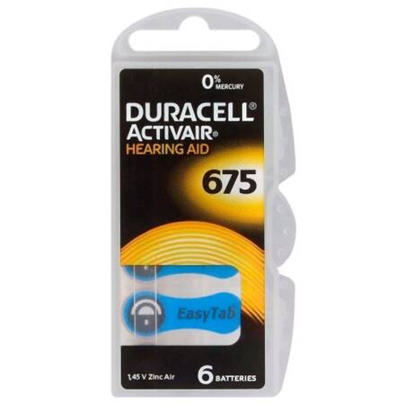 Baterie do aparatu słuchowego Duracell ActivAir 675 / PR44 - 6 sztuk 